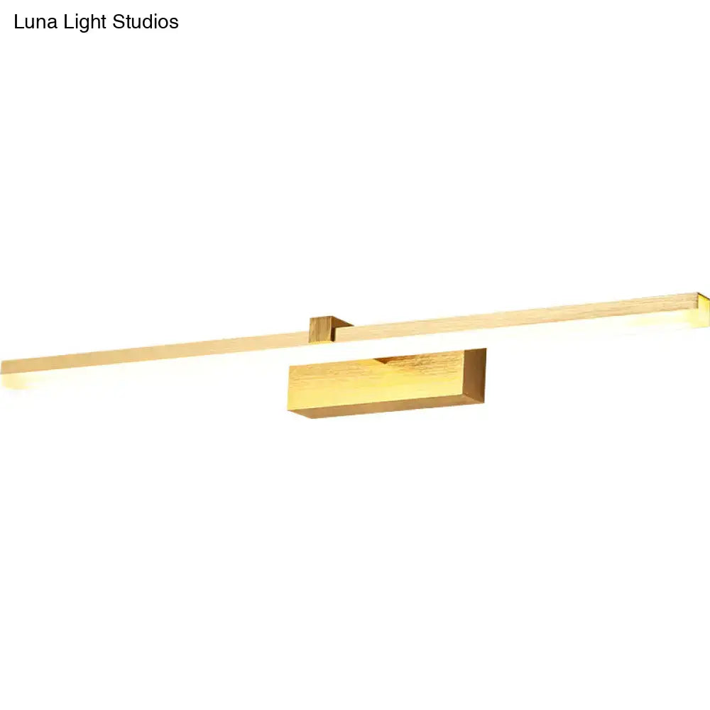 DecorBites™ sleek gold metal led vanity light fixture with wood-grain texture for modern bath lighting