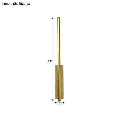 Modern gold metal linear wall light brass bedroom wall lamp with sleek 23-inch tall minimalist vertical design
