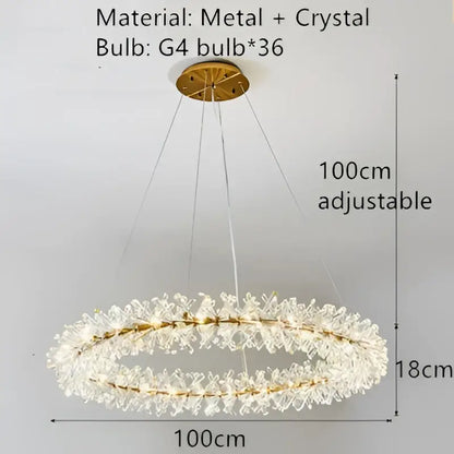 Modern gold metal wire crystal chandelier with 36 g4 bulbs and clear crystal accents for dining room lighting
