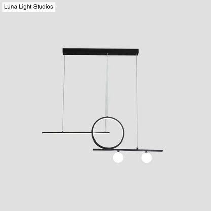 DecorBites™ minimalist black pendant light with globe acrylic shade for dining room with sleek circular ring design