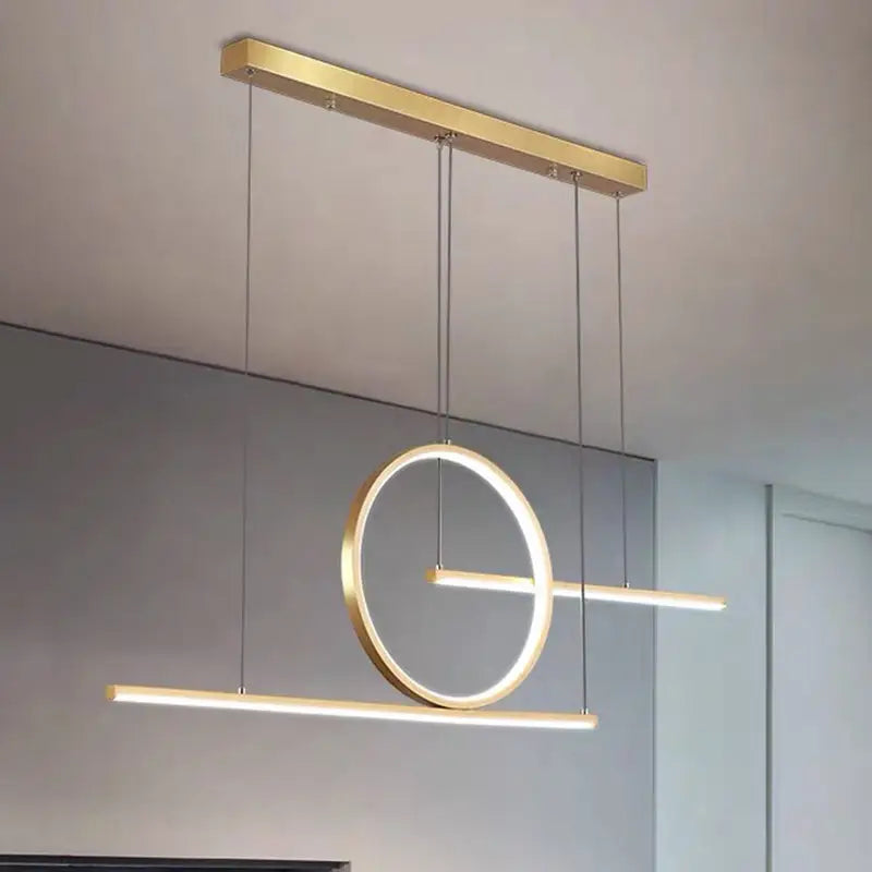 Modern gold-toned DecorBites™ minimalist led island pendant light with halo ring for dining room ceiling mount