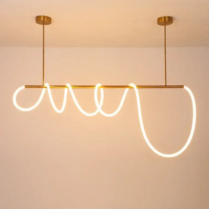 Gold minimalist led pendant light with glowing white led neon rope design for modern kitchen decorbites gold minimalist