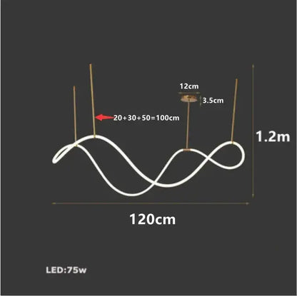 White led pendant lights with sleek wave design and gold minimalist led rods for modern kitchen decorbites gold minimalist