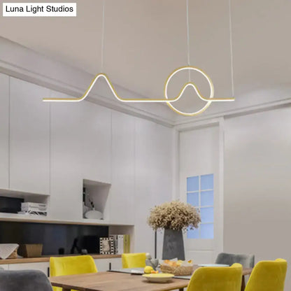 Modern gold minimalist led pendant light with black gold finish and abstract wave design for dining room 110v-120v