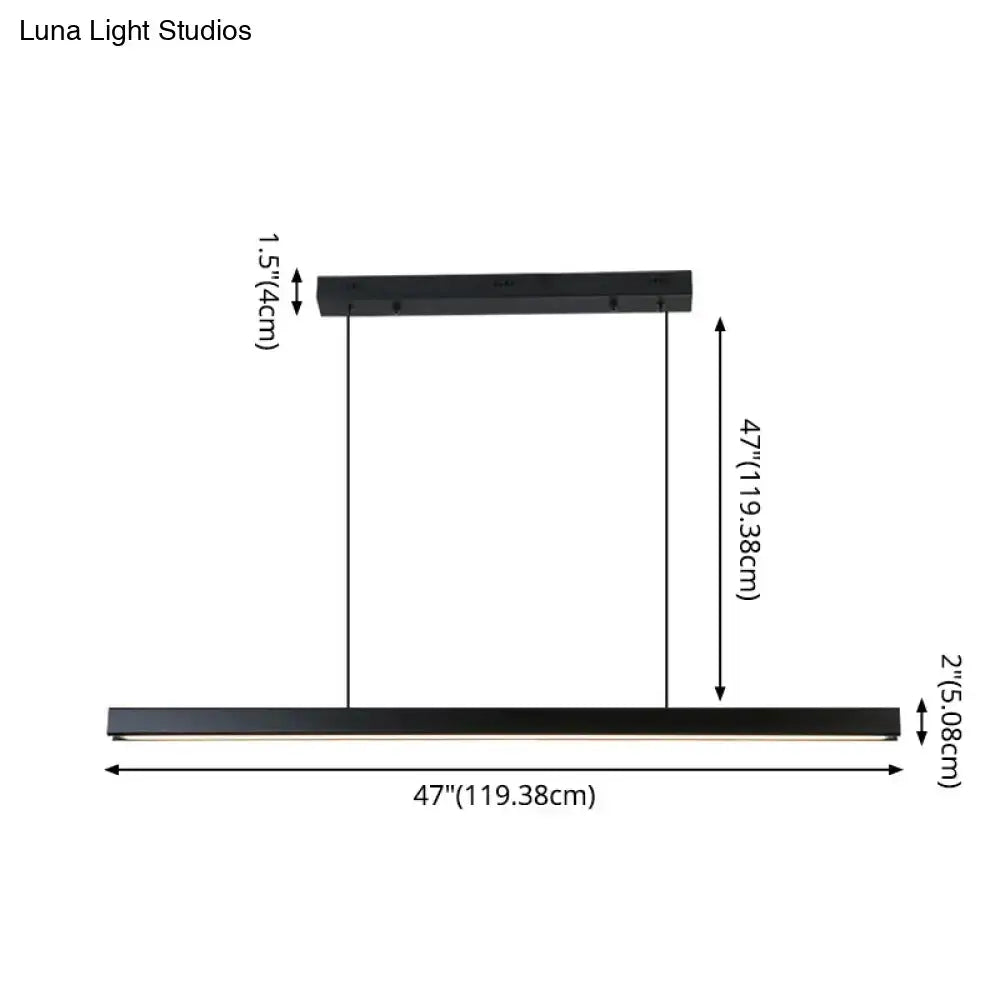Black rectangular led suspension lamp metal light fixture with sleek modern design for dining room lighting