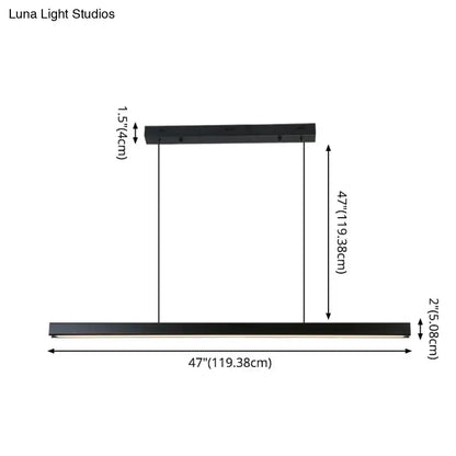 Black rectangular led suspension lamp metal light fixture with sleek modern design for dining room lighting