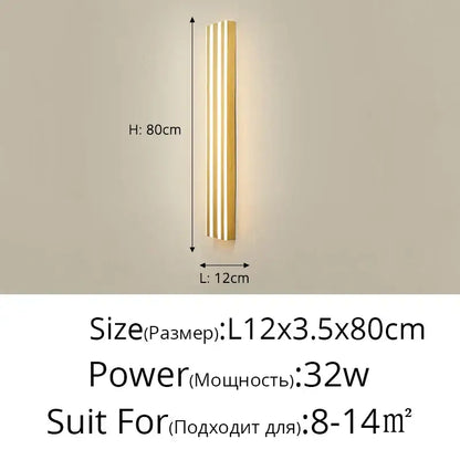 Modern gold minimalist led wall lamp with three vertical illuminated strips for bedroom and exterior corridor decorbites led wall