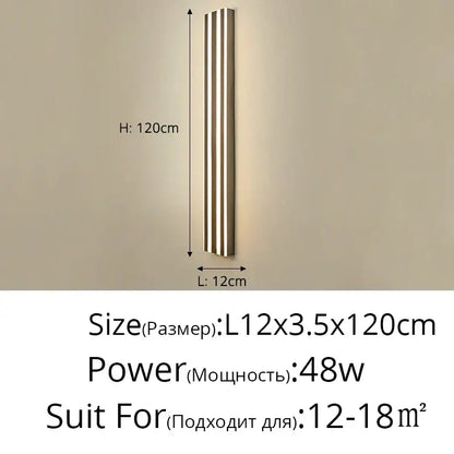 Modern gold minimalist led wall lamp with three vertical metallic strips emitting warm light for bedroom and corridor decorbites led wall lamp