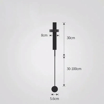 Black minimalist led wall lamp with sleek cylindrical top slender stem and spherical base for modern living room art light