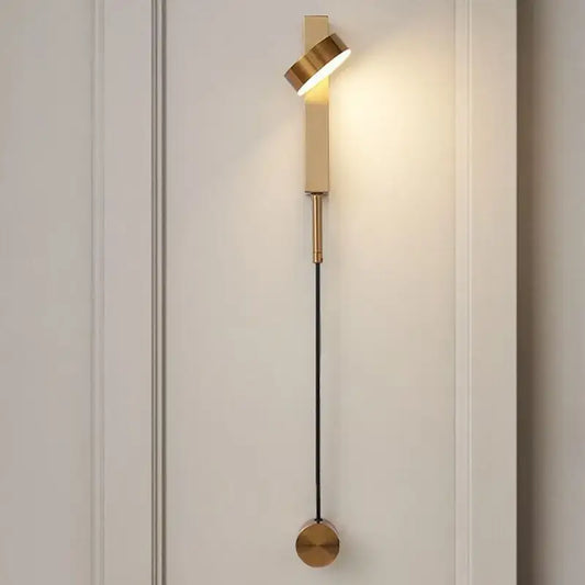 Modern gold minimalist led wall lamp with cylindrical body and adjustable light head for living room art light