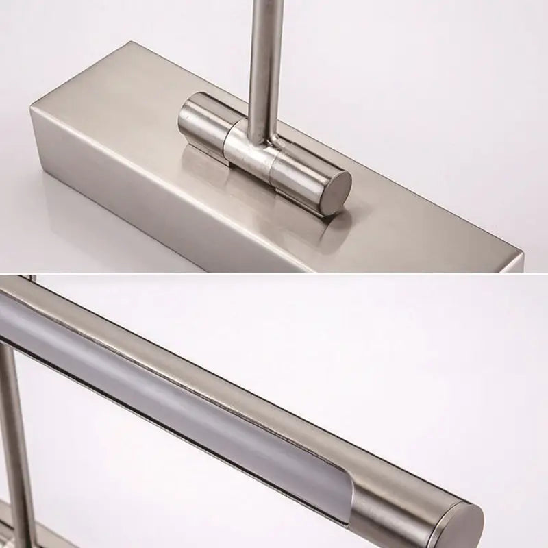 Modern gold minimalist metal sconce light with brushed stainless steel wall-mounted rectangular base and cylindrical arm