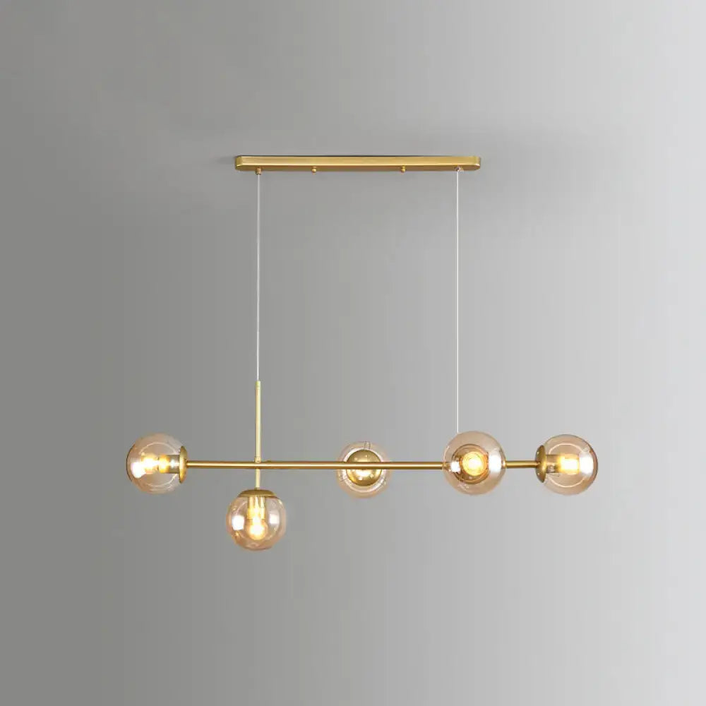 DecorBites™ modo island gold black 5-light pendant with milk white glass bulbs for restaurants lighting