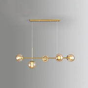DecorBites™ modo island gold black 5-light pendant with milk white glass bulbs for restaurants lighting