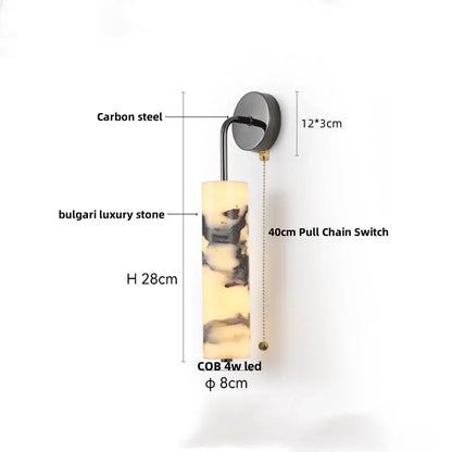 Modern gold mushroom wall lamp with carbon steel hardware and bulgari luxury stone for decorbites carbon steel lighting