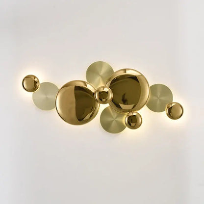 Modern gold nordic led wall lamp spherical sconce with polished metallic discs and spheres for living room decorbites gold nordic