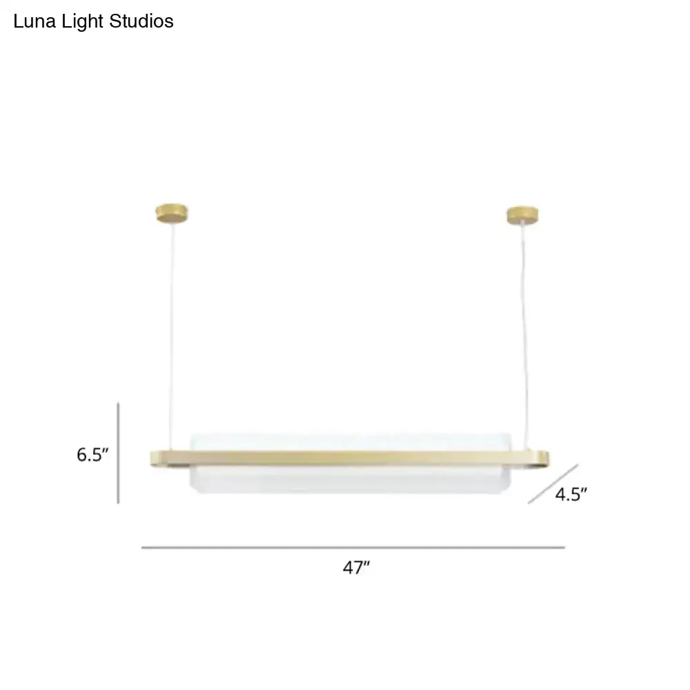 Decorbites™ gold nordic linear island lamp with a rectangular acrylic LED pendant light for dining room use