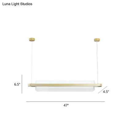 Decorbites™ gold nordic linear island lamp with a rectangular acrylic LED pendant light for dining room use