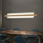 Modern gold-toned decorbites nordic linear island lamp with acrylic led ribbed diffuser for dining room lighting