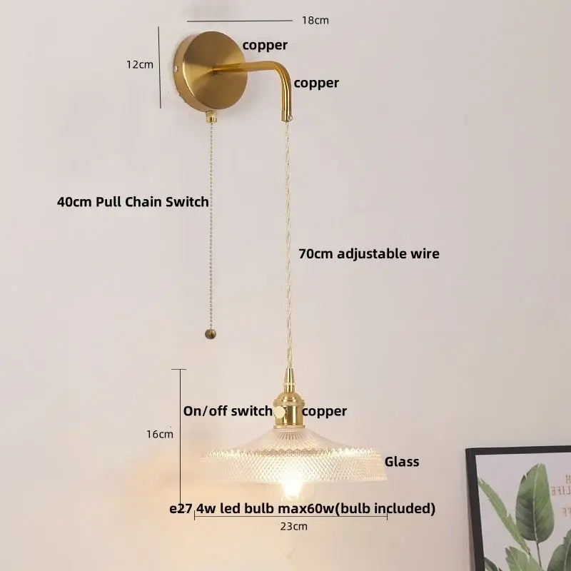 Copper finished modern gold petal led wall light with textured glass shade and adjustable wire for bedroom decorbites led wall use