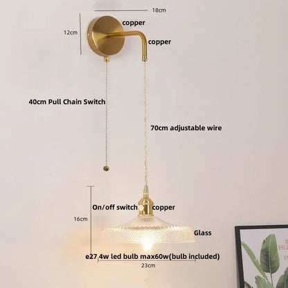 Copper finished modern gold petal led wall light with textured glass shade and adjustable wire for bedroom decorbites led wall use