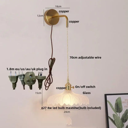 Gold-toned copper wall lights with frosted glass shade and adjustable 70cm wire from decorbites led wall lights collection