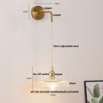 Modern gold petal led wall lights with a gold-toned copper sconce, textured glass shade, and adjustable wire for decorbites led wall lights