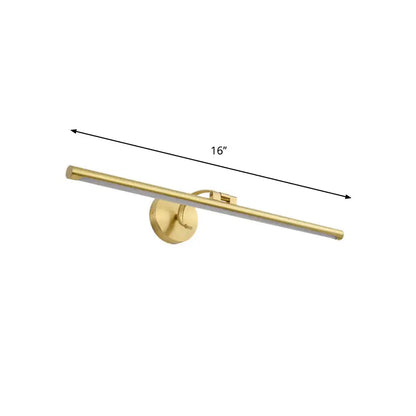 Modern gold pipe led vanity light wall sconce with gold finish and 16 inch linear design for bathroom use
