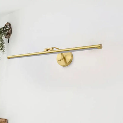 Modern gold pipe led vanity light featuring a gold-finished wall-mounted design for bathroom use