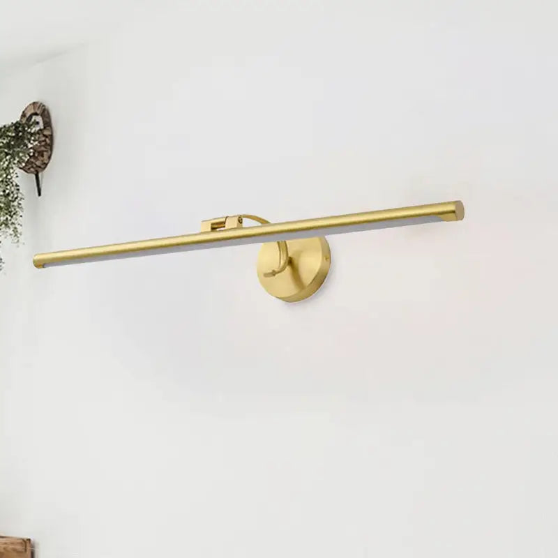 Modern gold pipe led vanity light featuring a gold-finished wall-mounted design for bathroom use
