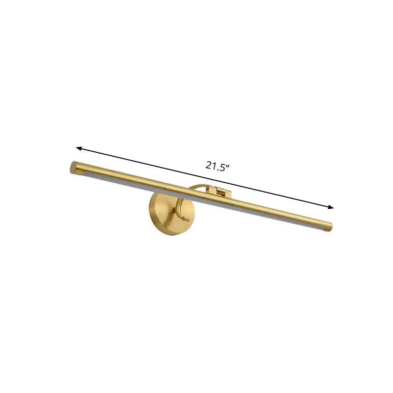 Modern gold pipe led vanity light with gold finish and sleek cylindrical design 21.5 inch bathroom wall sconce