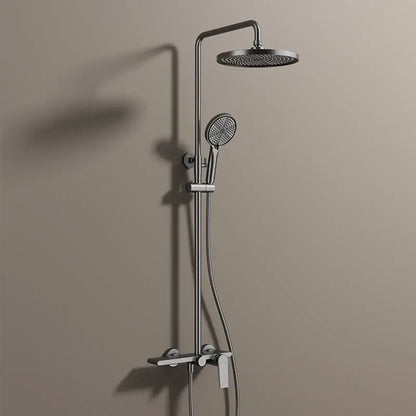 Modern matte black shower set with round rainhead and hand shower for bathroom shower use