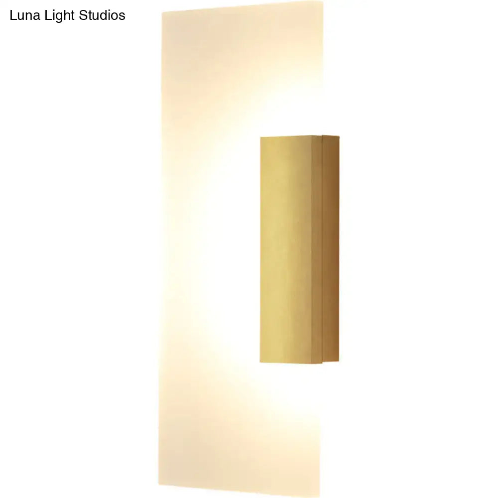 Modern gold rectangular acrylic wall sconce with brass finish sleek minimalist design and bulb included for hallway use