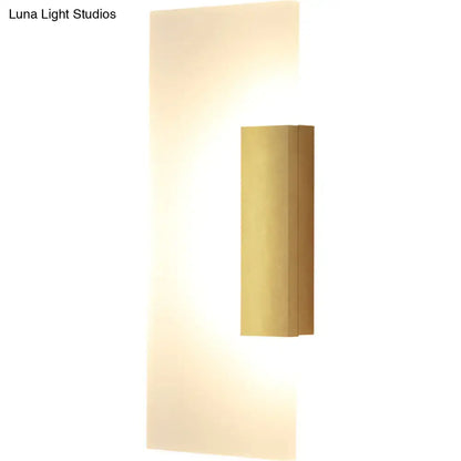 Modern gold rectangular acrylic wall sconce with brass finish sleek minimalist design and bulb included for hallway use