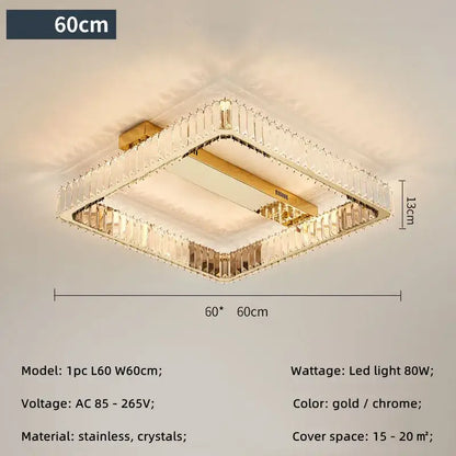 Modern gold rectangular crystal ceiling chandelier dimmable with clear crystals decorbites crystal ceiling light fixture