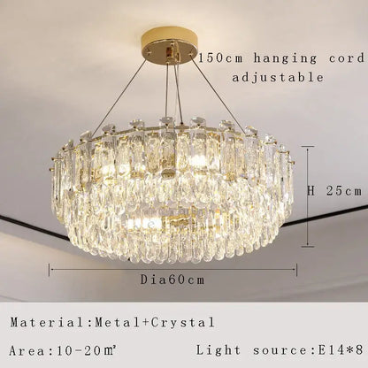 Modern gold rectangular crystal pendant chandelier with clear crystal droplets by decorbites crystal pendant for dining room light