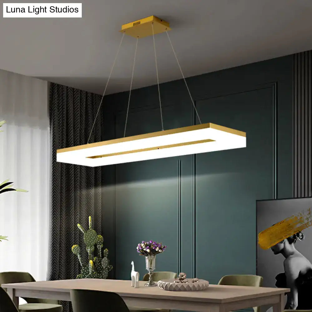 Decorbites gold finish rectangular island led ceiling light with sleek acrylic design and integrated led lighting