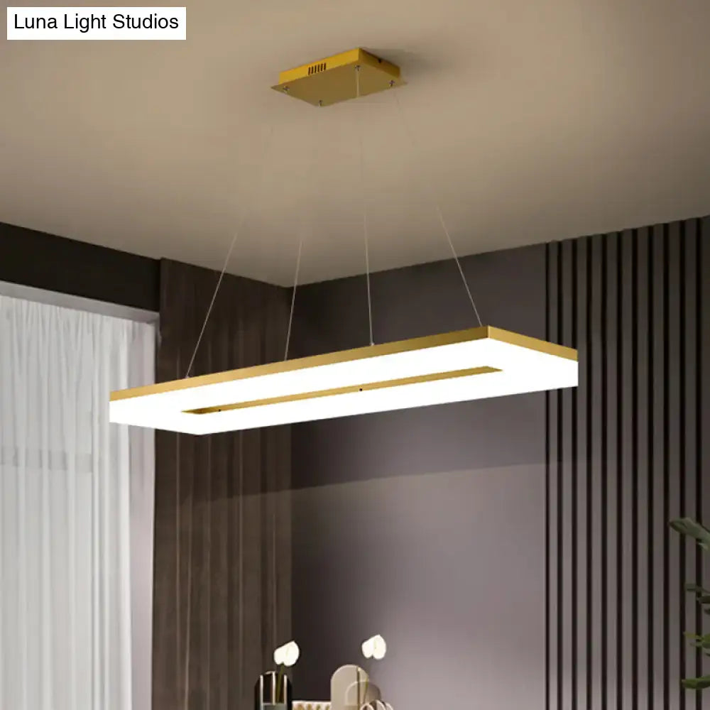 Modern rectangular led ceiling light with sleek gold metal frame and bright white acrylic panel by decorbites