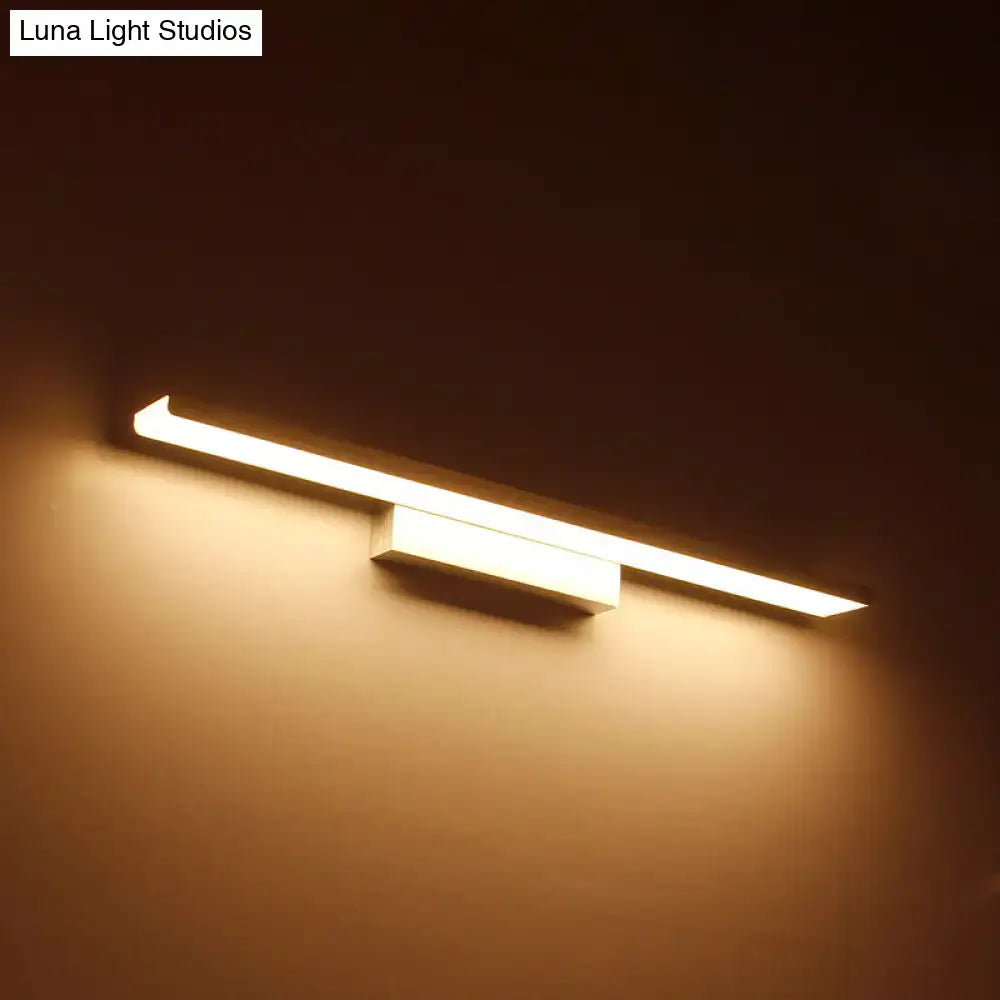 Modern gold rectangular led vanity sconce with a sleek minimalist design and warm white wall-mounted illumination