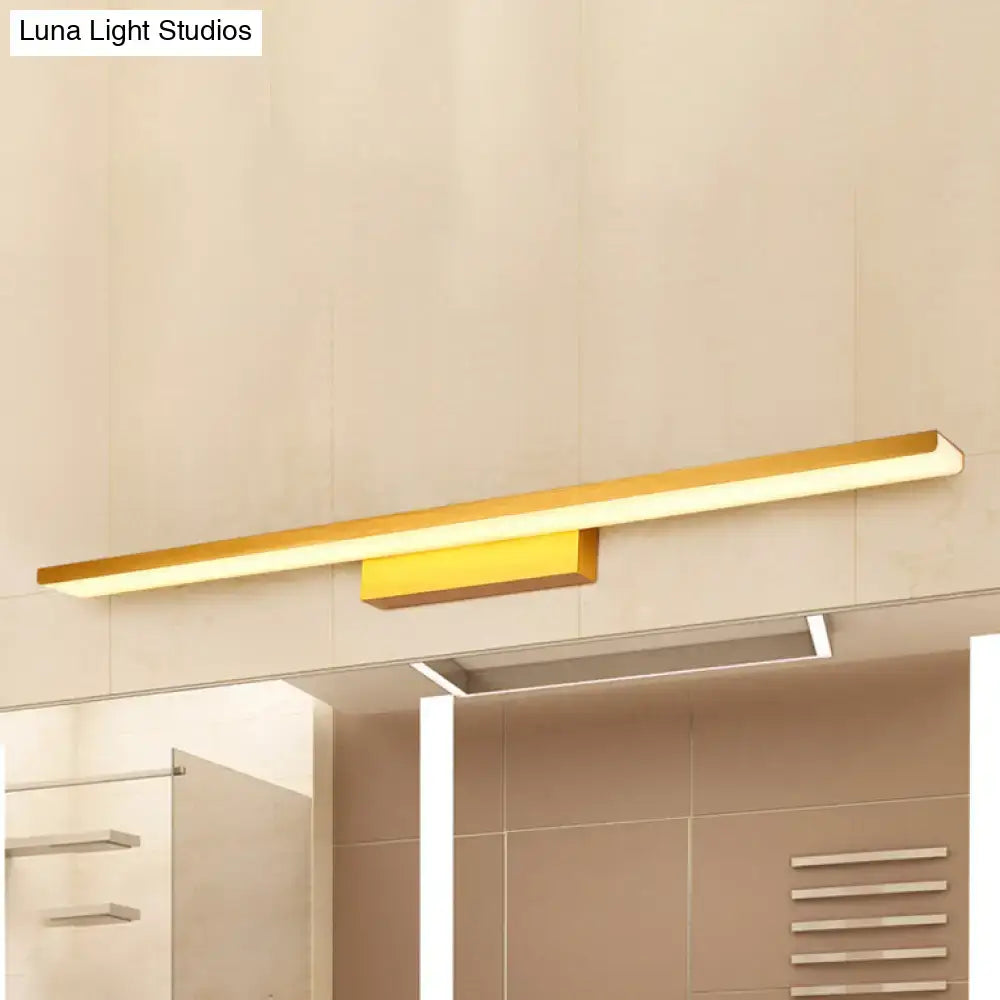 Modern gold rectangular led vanity sconce with sleek design for bathroom wall lighting in gold finish