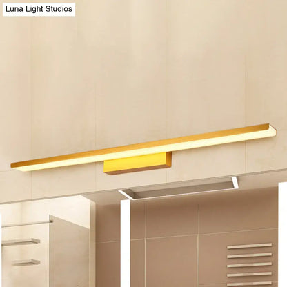 Modern gold rectangular led vanity sconce with sleek design for bathroom wall lighting in gold finish
