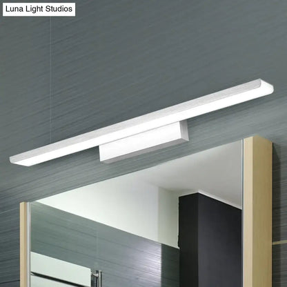 Modern white led vanity sconce with sleek minimalist design and brushed metal finish for bathroom lighting