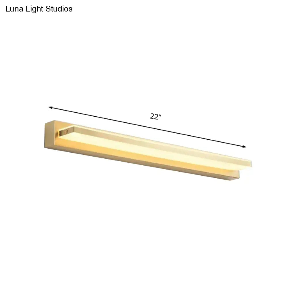 Modern gold rectangular led wall sconce with acrylic shade and sleek 22-inch design for bedroom lighting