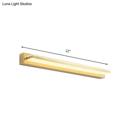 Modern gold rectangular led wall sconce with acrylic shade and sleek 22-inch design for bedroom lighting