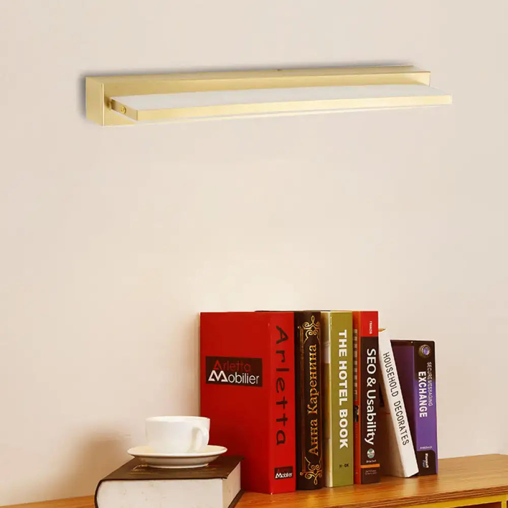 Modern gold rectangular led wall sconce with acrylic shade and sleek design for bedroom wall mounting