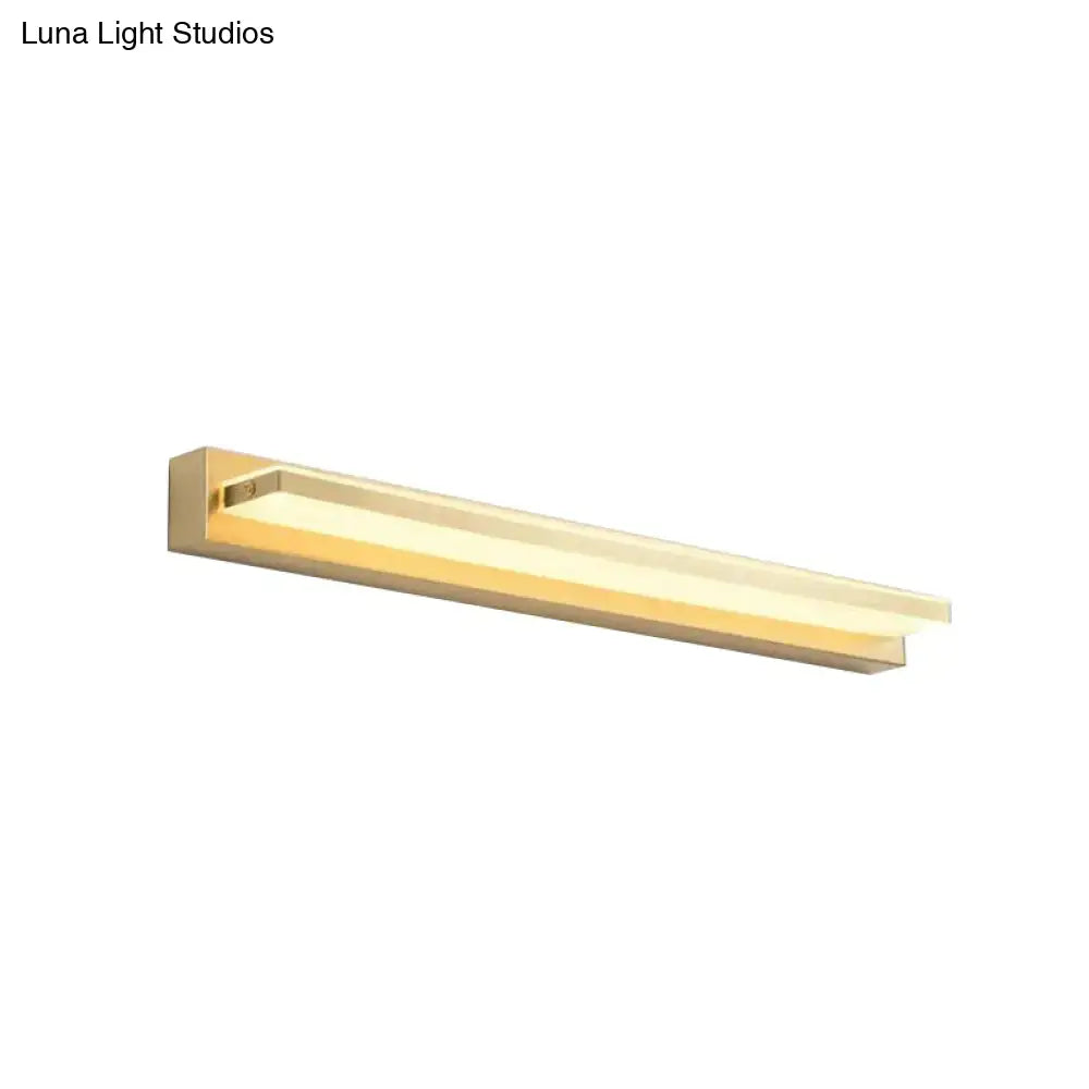 Modern gold rectangular led wall sconce with acrylic shade and warm white illumination for bedroom lighting