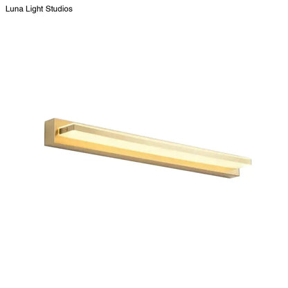 Modern gold rectangular led wall sconce with acrylic shade and warm white illumination for bedroom lighting