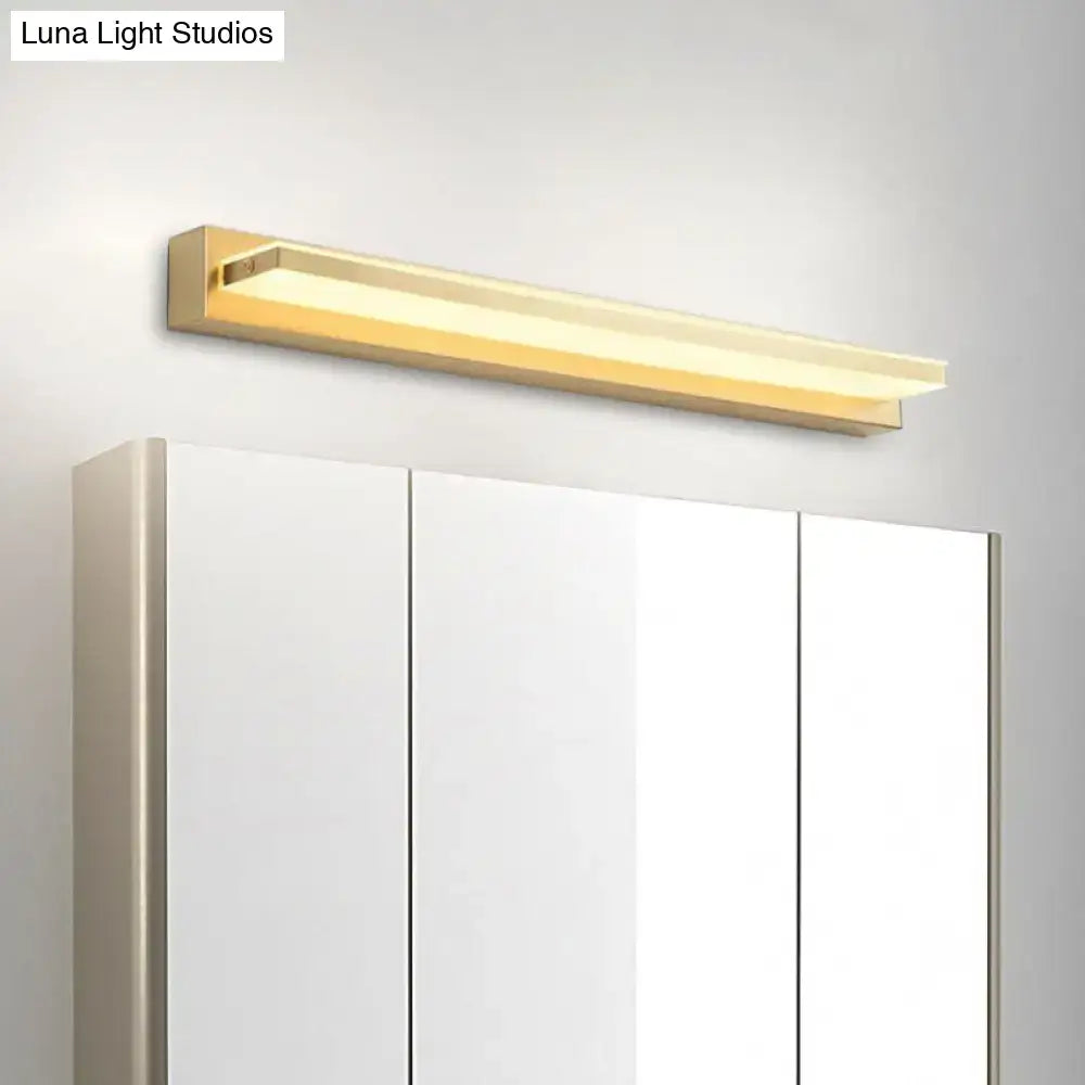 Modern gold rectangular led wall sconce with acrylic shade featuring a sleek, gold-finished design for bedroom use
