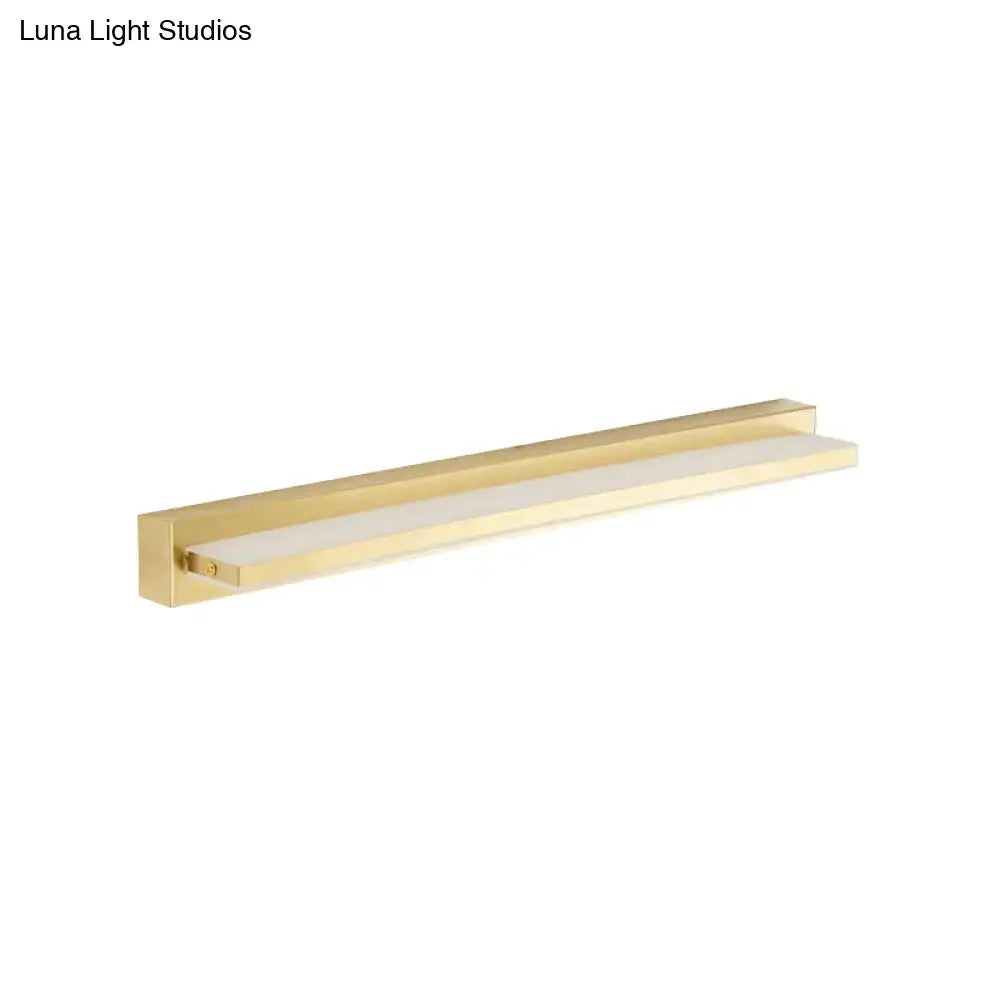 Modern gold rectangular led wall sconce with acrylic shade and frosted glass diffuser for stylish bedroom lighting