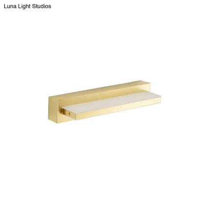 Modern gold rectangular led wall sconce with frosted acrylic shade and gold finish for bedroom wall mounting