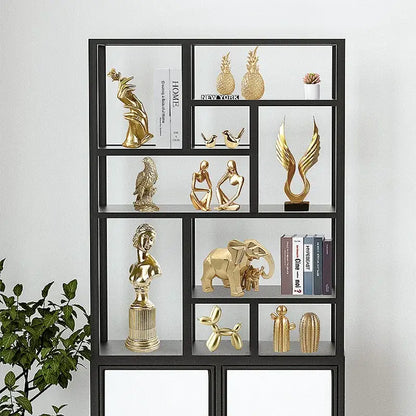 Modern gold resin sculpture featuring two seated human figures in a contemplative pose for living room decorbites gold resin